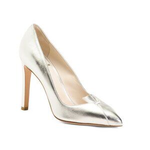 CHRIS DONOVAN Silver Made In Italy Leather Lynx Pumps